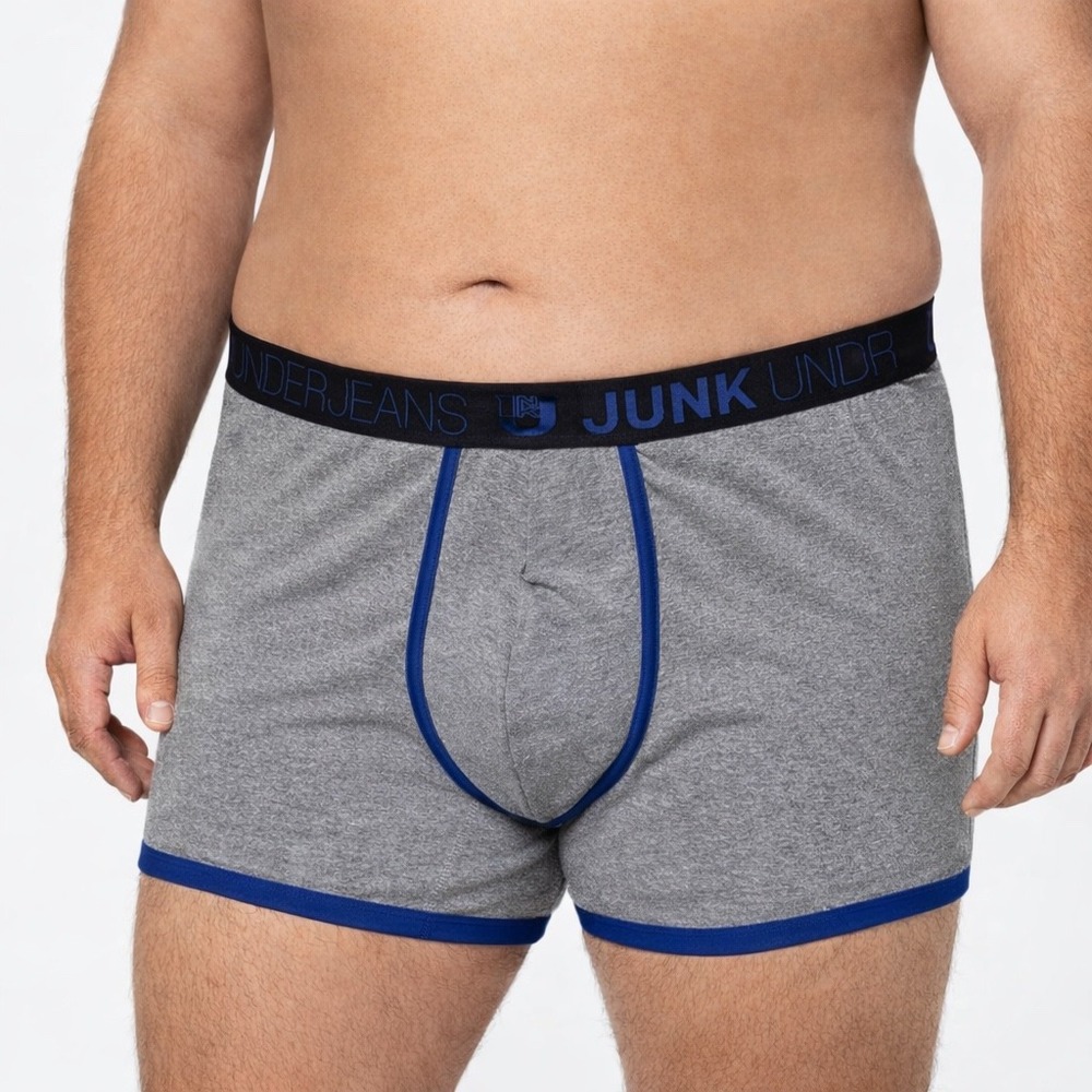 JUNK UNDERJEANS Royal Vibe Boxer Briefs Grey Blue Trim Mens 3XL/XXXL (38-40) NWT